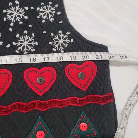 Vintage New Directions Womens Ugly Christmas Sweater Vest Size Medium Button Up - Picture 5 of 6